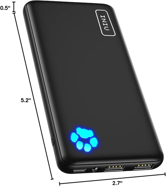 Portable Charger, Slimmest 10000Mah 5V/3A Power Bank, USB C In&Out High-Speed Charging Battery Pack, External Phone Powerbank Compatible with Iphone 16 15 14 13 12 Samsung S22 S21 Google Ipad Etc