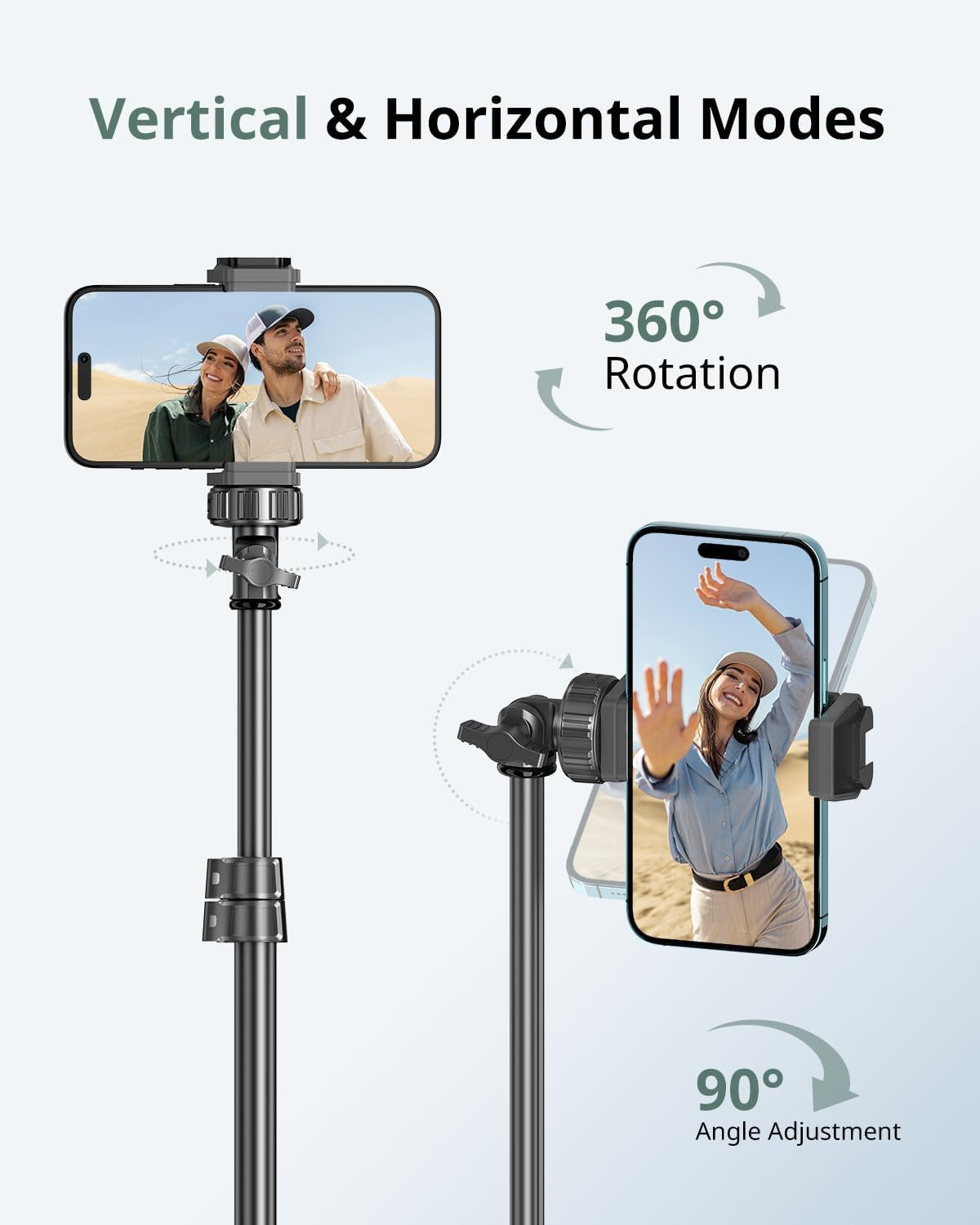 62" Phone Tripod & Selfie Stick, Extendable Cell Phone Tripod Stand with Wireless Remote and Phone Holder, Compatible with Iphone Android Phone, Camera