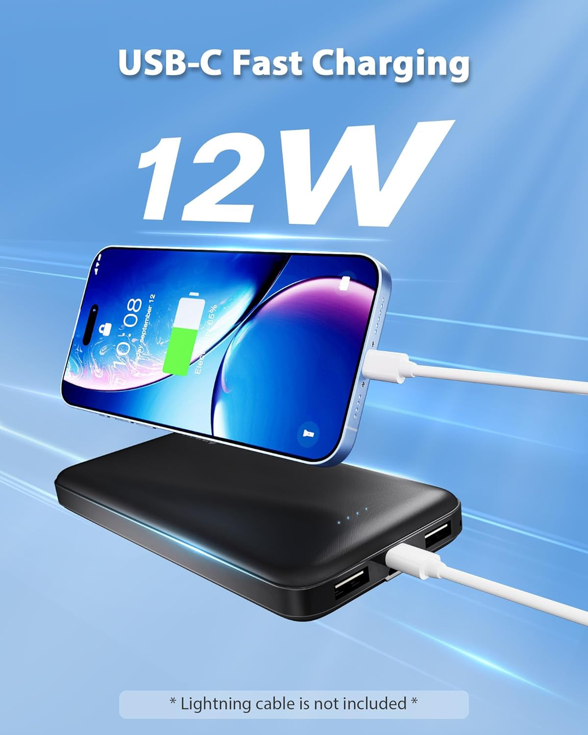 2-Pack 10000Mah Dual USB Portable Charger, USB-C Fast Charging Power Bank, Backup Charger for Iphone 15/14/13, Galaxy S23/22, Pixel and Etc