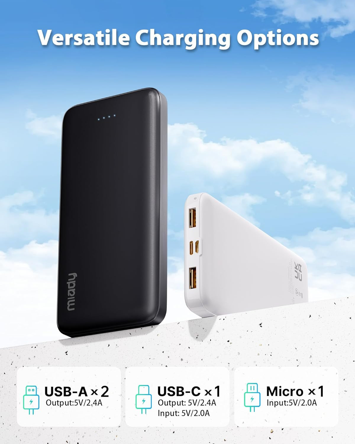 2-Pack 10000Mah Dual USB Portable Charger, USB-C Fast Charging Power Bank, Backup Charger for Iphone 15/14/13, Galaxy S23/22, Pixel and Etc