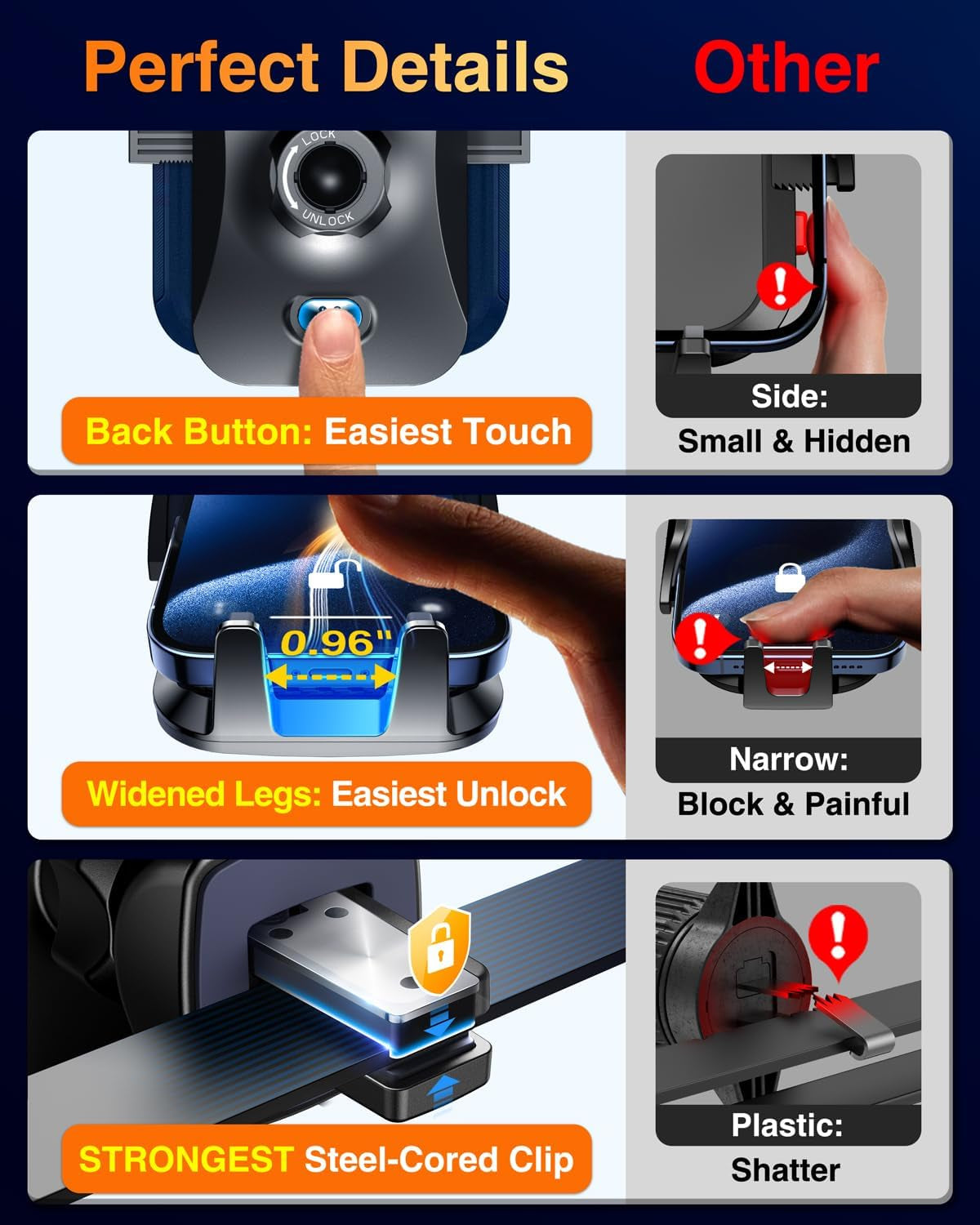 【85+LBS Strongest Suction & Military-Grade 2025 Ultimate Car Phone Mount【Patent & Safety Certs】 Cell Phone Holder Truck Stand for Dashboard Windshield Vent for Iphone 16 15 Pro Max 14 Samsung