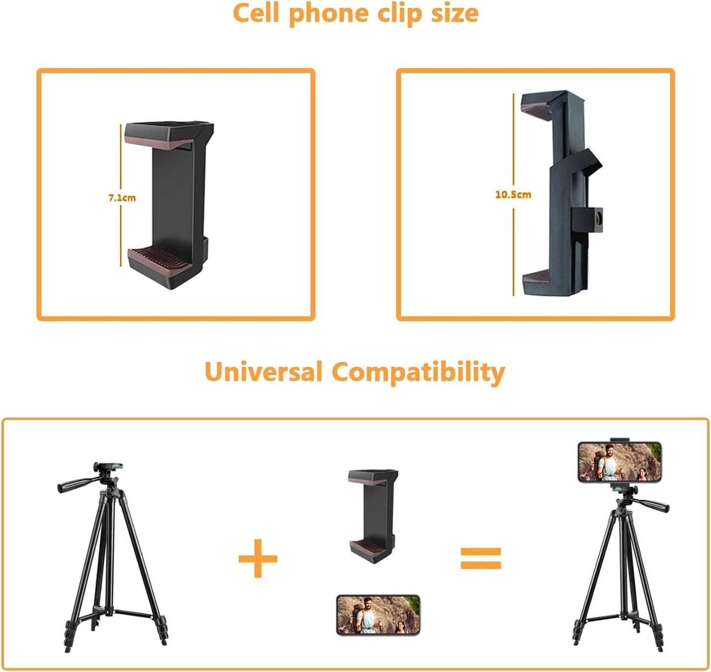 Phone Tripod,  42 Inches Portable Adjustable Cell Phone Tripod Stand with Phone Mount & Wireless Control Remote for Iphone/Android Smartphone - Black