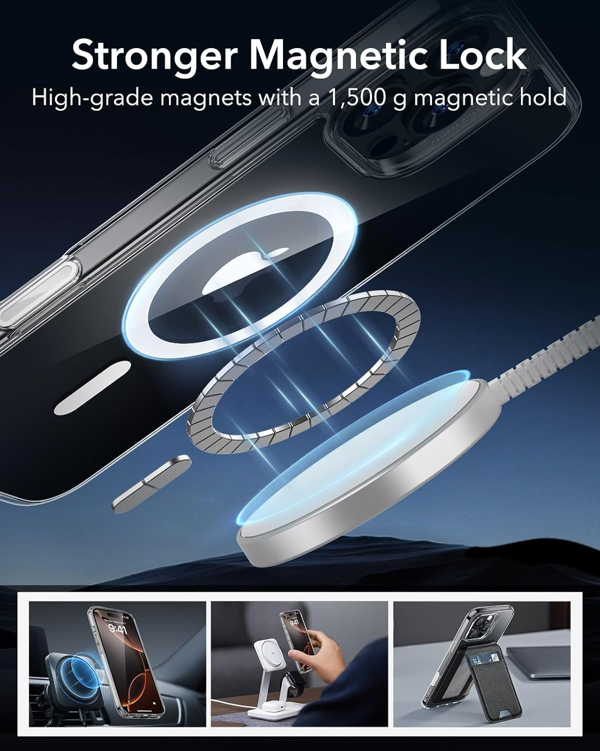 for Iphone 16 Pro Max Case, Camera Control, Compatible with Magsafe, Shockproof Military-Grade Protection, Magnetic Phone Case for Iphone 16 Pro Max, Classic Hybrid Case (Halolock), Clear