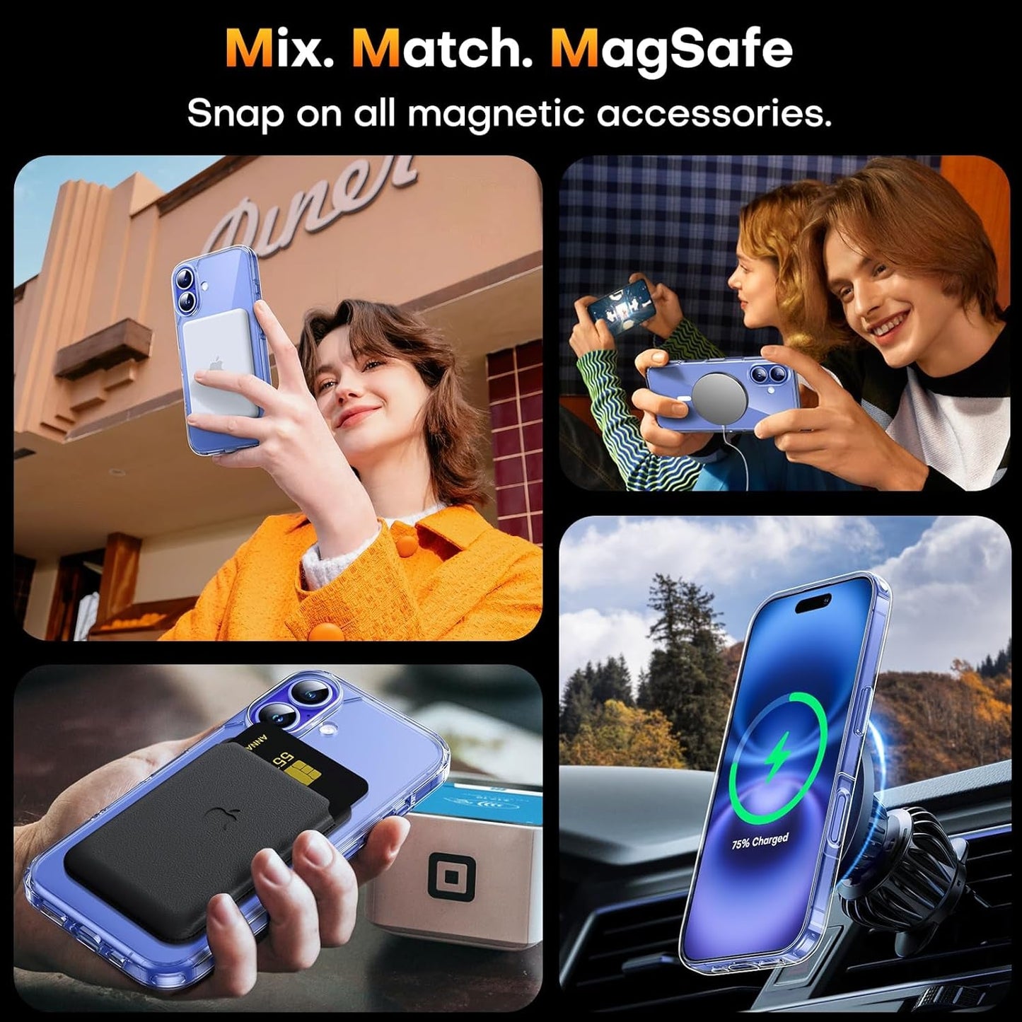 3 in 1 for Iphone 16 Case, Compatible with Magsafe [Anti-Yellowing] with 2X Screen Protectors, Military-Grade Protection, Shockproof Slim Magnetic Phone Case for Iphone 16 6.1", Clear