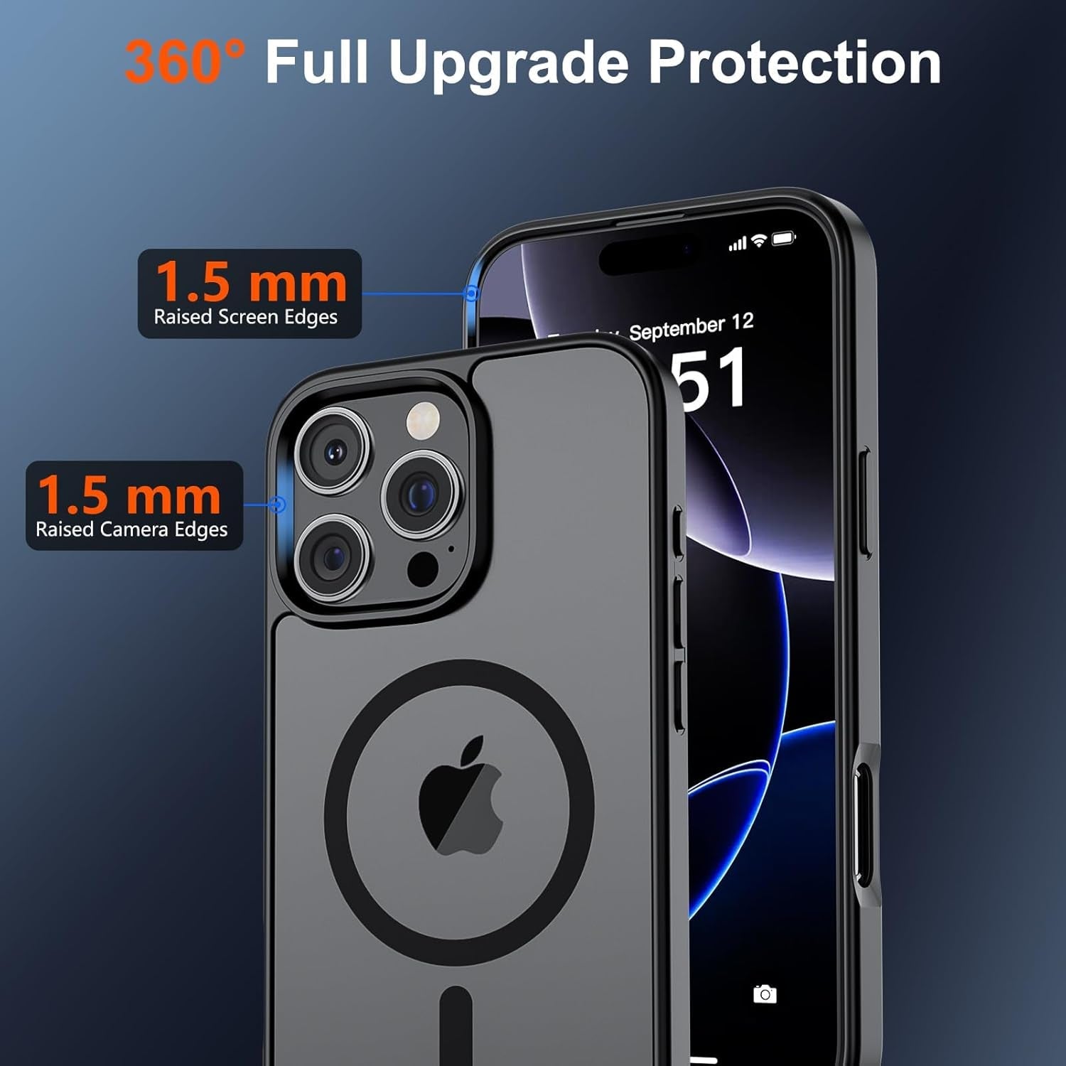Magnetic for Iphone 16 Pro Case (Compatible with Magsafe) (Military Grade Drop Protection) Slim Translucent Matte Shockproof with Anti-Fingerprint Phone Case,Black