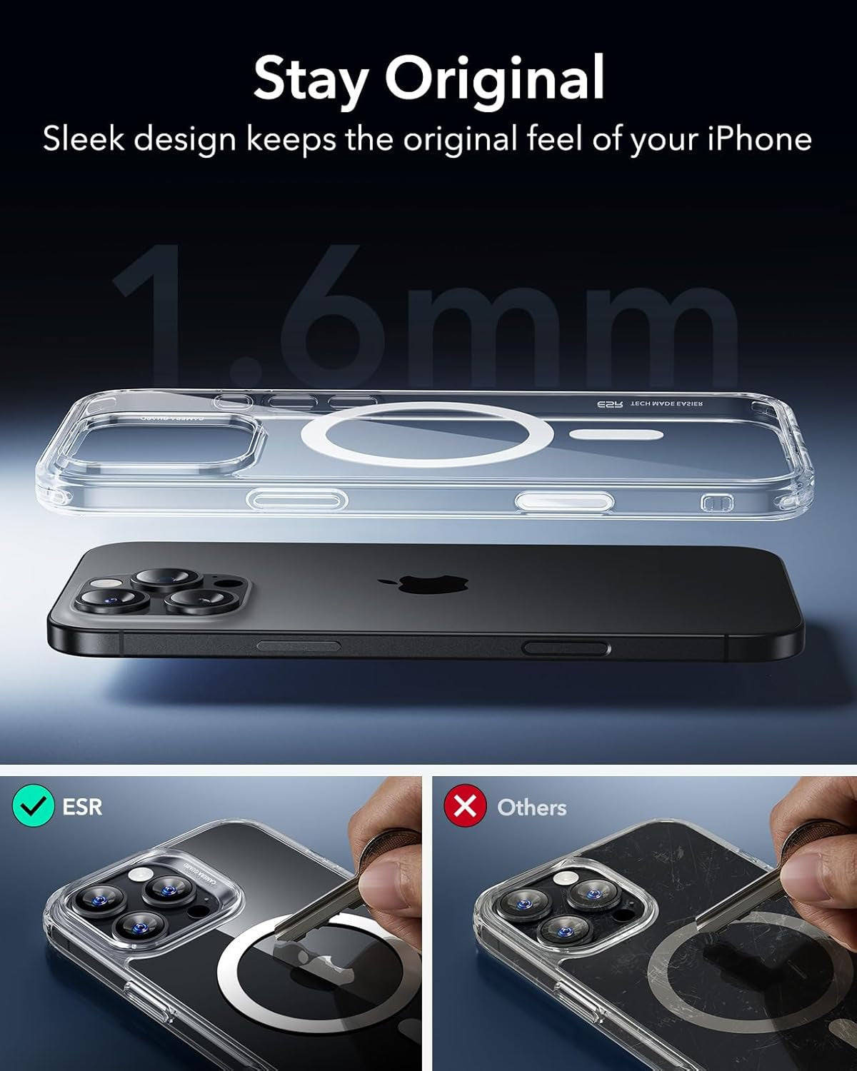 for Iphone 16 Pro Max Case, Camera Control, Compatible with Magsafe, Shockproof Military-Grade Protection, Magnetic Phone Case for Iphone 16 Pro Max, Classic Hybrid Case (Halolock), Clear
