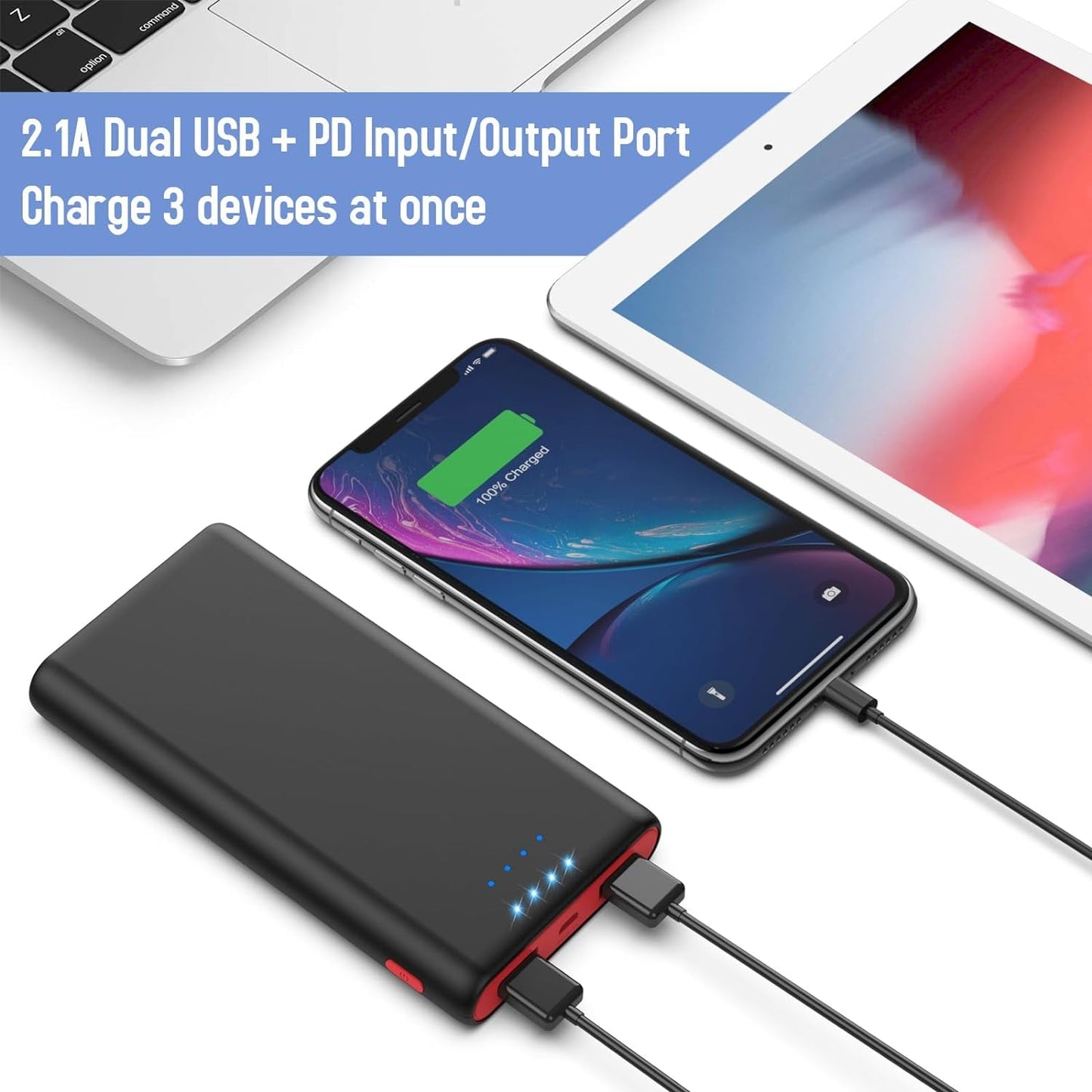 Portable Charger Power Bank 25800Mah,Pd3.0 USB C IN/OUT Fast Phone Charging with Intelligent Controlling IC,3 USB Port External Cell Phone Battery Pack Compatible with Iphone 16/15,Samsung,Android Etc