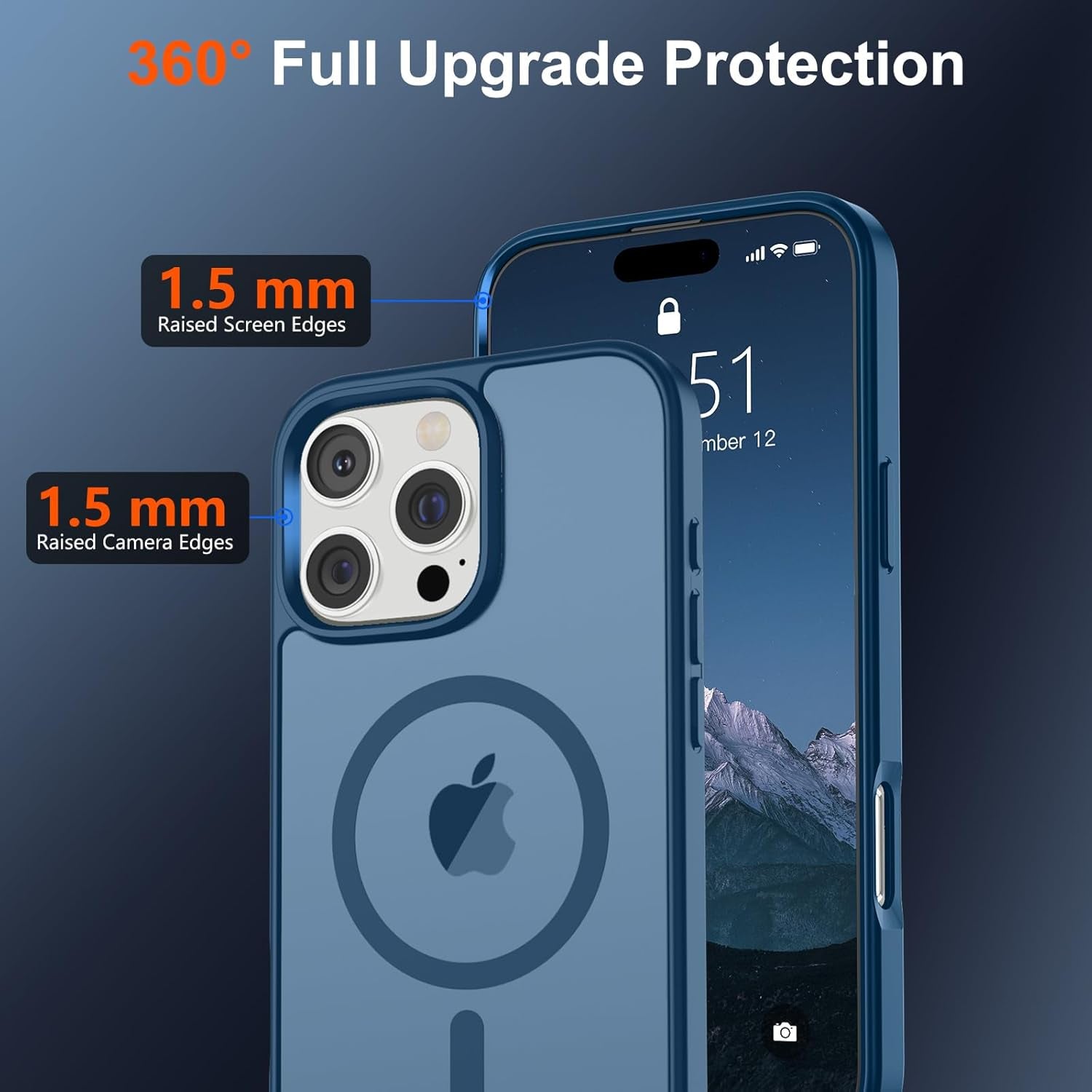 Magnetic for Iphone 16 Pro Case (Compatible with Magsafe) (10 FT Military Grade Drop Protection) Slim Translucent Matte Shockproof with Anti-Fingerprint Phone Case,Deep Blue